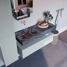 Mondiaz Alan DLux badmeubel 120cm clay 1 lade met wastafel lava links zonder kraangat