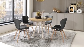 ALDO Eiken Artisan/Beige poten - RONDE LOFT/INDUSTRIËLE TAFEL VOOR WOONKAMER/EETKAMER, UITSCHUIFBAAR