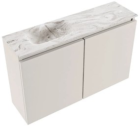 Mondiaz Ture DLux toiletmeubel 80cm linen met wastafel glace links zonder kraangat