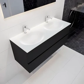Mondiaz Vica 120cm badmeubel urban 2 lades wastafel Moon dubbel met 2 kraangaten