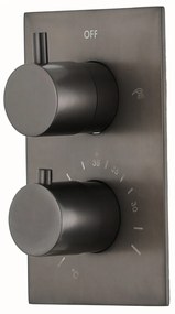 Saniclear Iron thermostatische inbouw badkraan met afvoer / overloopcombinatie verouderd ijzer - gunmetal