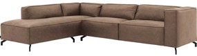 Goossens Bank Calvin bruin, micro leer, 3,5-zits, modern design met ligelement links