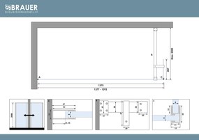 Brauer Oblivion inloopdouche helder glas 140cm met 30cm zijwand chroom