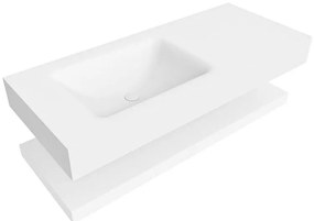 Zaro Alan badmeubel 110cm met planchet talc en vrijhangende wastafel cloud links zonder kraangat talc