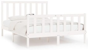 vidaXL Bedframe massief hout wit 140x190 cm