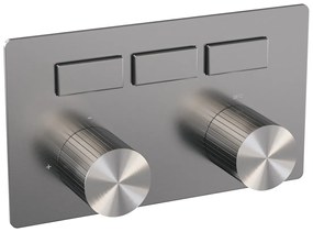 Brauer Stripe 3-weg inbouwthermostaat met drukknoppen RVS geborsteld PVD