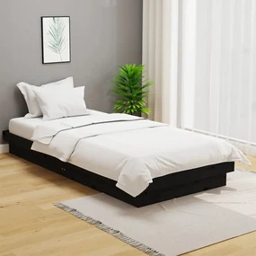 vidaXL Bedframe massief hout zwart 100x200 cm