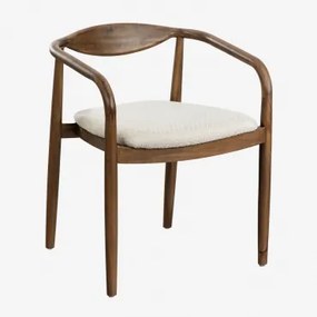 Eetkamerstoel In Acaciahout En Bouclé Stof Mallory Acacia Bruin - Sklum