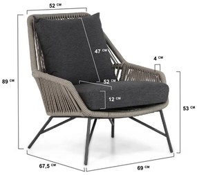 4 Seasons Outdoor Ramblas living chair Taupe with 2 cushions (1 stuk)