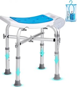 VEVOR Douchekruk Douchestoel 405-480 mm Hoogteverstelbaar, Badkruk Badzitje Draagvermogen 226,8 kg, Stabiele Douchekruk Douchehulp Badkuipen Aluminiumlegering Frame, Douchezitje Badkruk Blauw