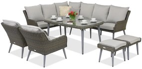 Bilbao Comida tuinmeubelen 7 + 2 Garden Point poefs grijs