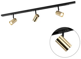 Modern railsysteem met 3 Spot / Opbouwspot / Plafondspots goud 1-fase - Iconic Jeana Modern GU10 Binnenverlichting Lamp