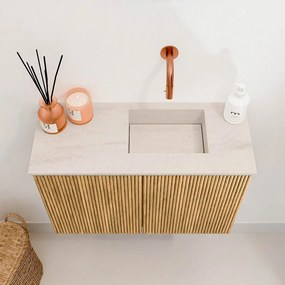 Mondiaz Joya DLux 60cm toiletmeubel oak met wastafel faye rechts zonder kraangat meli