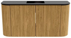 Mondiaz Joya 85cm toiletmeubel ronding links/rechts oak met wastafel faye midden 1 kraangat urban