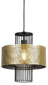 QAZQA Design hanglamp goud met zwart 30 cm - Tess Design E27 cilinder / rond rond Binnenverlichting Lamp