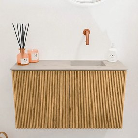 Mondiaz Joya DLux 70cm toiletmeubel oak met wastafel faye rechts zonder kraangat opalo