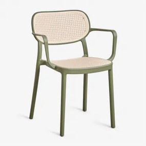 Stapelbare Set Van 2 Eetkamerstoelen Met Armleuningen Van Polypropyleen Omara Groen – Intens Olijf - Sklum