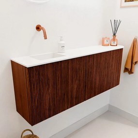 Mondiaz Joya 110cm toiletmeubel ronding rechts ruby met wastafel faye links zonder kraangat talc