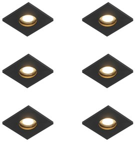 Set van 6 Moderne badkamer inbouwspot zwart - Doku