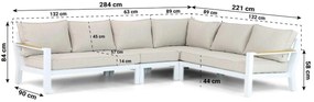 Hoek loungeset 6 personen Aluminium/Polywood (teakfinish) Wit  Lifestyle Garden Furniture Bilbao