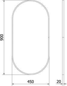 Mexen Loft ovale badkamerspiegel 90 x 45 cm, zwarte lijst - 9851-090-045-000-70