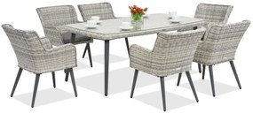 Exclusieve dining tuinset van kunststof rotan Córdoba voor 6 personen Garden Point wit