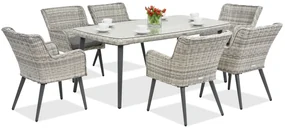 Exclusieve dining tuinset van kunststof rotan Córdoba voor 6 personen Garden Point wit