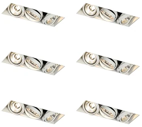 Set van 6 Inbouwspot wit GU10 AR70 trimless 3-lichts - Oneon GU10 Binnenverlichting Lamp