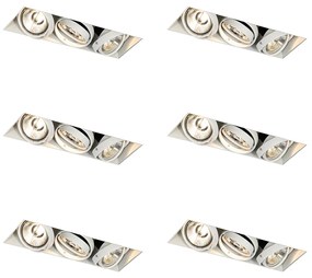 Set van 6 Inbouwspot wit GU10 AR70 trimless 3-lichts - Oneon