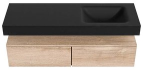 Zaro Alan badmeubel 140cm washed oak 2 lades met vrijhangende wastafel cloud rechts zonder kraangat urban