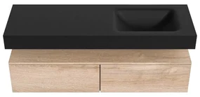 Zaro Alan badmeubel 140cm washed oak 2 lades met vrijhangende wastafel cloud rechts zonder kraangat urban