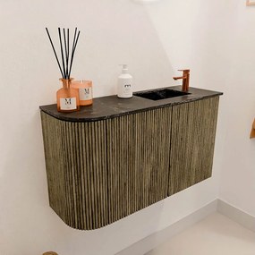 Mondiaz Joya DLux 70cm toiletmeubel ronding links dusk met wastafel faye rechts 1 kraangat lava