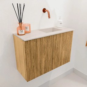 Mondiaz Joya DLux 60cm toiletmeubel oak met wastafel faye rechts zonder kraangat meli