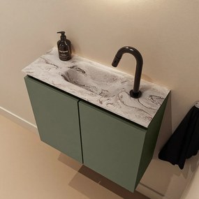 Mondiaz Ture DLux toiletmeubel 60cm army met wastafel glace midden met kraangat