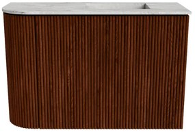 Mondiaz Joya DLux 60cm toiletmeubel ronding links ruby met wastafel faye rechts 1 kraangat glace