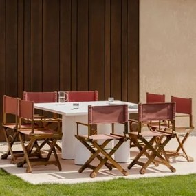 Set Van 150x150 Cm Vierkante Tafel Van Lissaboncement En 8 Ridley Houten Opvouwbare Tuinregisseursstoelen Rode Dakpan - Sklum
