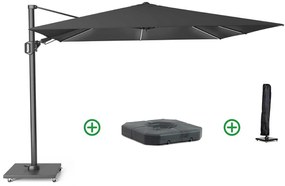 Platinum Challenger zweefparasol 3x3m T2 (incl. voet + hoes) anthracite GLOW