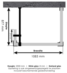Brauer JC profielloze inloopdouche 90x110/30cm reversed gunmetal geborsteld