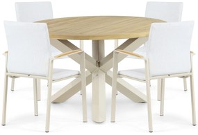 Tuinset 4 personen 120 cm Aluminium/textileen Taupe Lifestyle Garden Furniture Brandon/Rockville