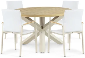 Tuinset 4 personen 120 cm Aluminium/textileen Taupe Lifestyle Garden Furniture Brandon/Rockville