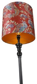 Vloerlamp zwart met kap pauw rood 40 cm - Classico Klassiek / Antiek E27 Binnenverlichting Lamp