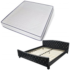 vidaXL Bed met traagschuim matras kunstleer zwart 180x200 cm