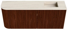 Mondiaz Joya DLux 100cm toiletmeubel ronding links ruby met wastafel faye rechts zonder kraangat meli
