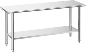 VEVOR Gasto werktafel 1829 x 610 x 894 mm, roestvrijstalen tafel met 2 niveaus en in hoogte verstelbare schappen, draagvermogen bovenste schap (263 kg), onderste schap (218 kg), voorbereidingstafel voor restaurantzilverwerk