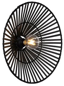 Oosterse wandlamp zwart bamboe rond - PuaOosters E27 Binnenverlichting Lamp