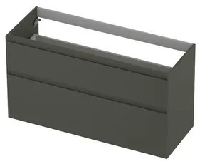 INK Wastafelonderkast - 120x45x65cm - 2 lades - greeploos - 45 graden afwerking rondom - a symmetrisch - MDF lak Mat beton groen 1240857