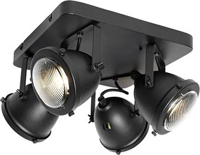 Industriële spot zwart 4-lichts - Emado