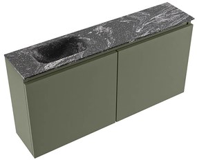 Mondiaz Ture DLux toiletmeubel 100cm army met wastafel lava links met kraangat