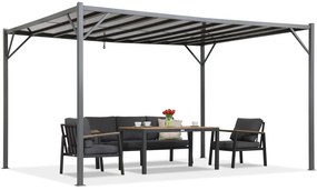 Antracietkleurige terraspergola Paros 3x4 m met muskietennet Garden Point