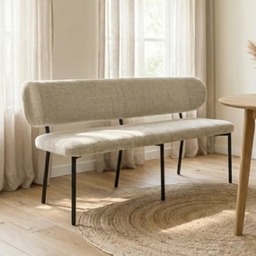 Eetkamerbank Beige Met Rugleuning 180 Cm